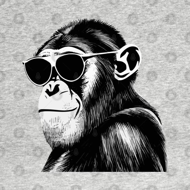 Chimpanzee with sunglasses by wamtees